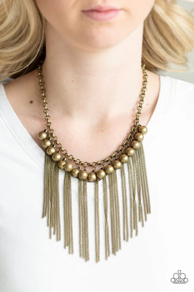 Powerhouse Prowl - Brass Paparazzi Necklace (PZ-5089)