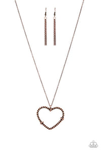 Straight From The Heart - Copper Paparazzi Necklace (PZ-2880)