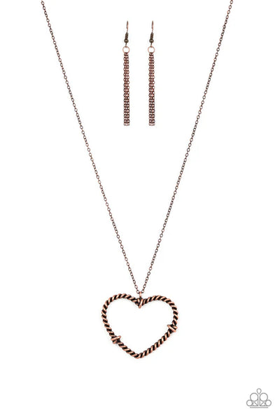 Straight From The Heart - Copper Paparazzi Necklace (PZ-2880)
