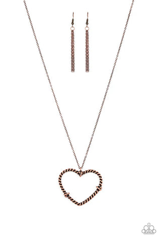 Straight From The Heart - Copper Paparazzi Necklace (PZ-2880)