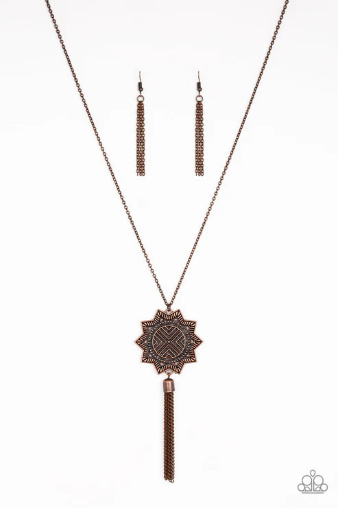 From Sunup To Sundown - Copper Paparazzi Necklace (PZ-5444)