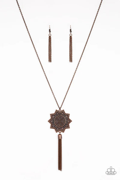 From Sunup To Sundown - Copper Paparazzi Necklace (PZ-5444)