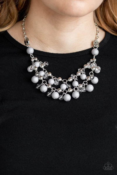 Seaside Soiree - Silver Paparazzi Necklace (PZ-5067)