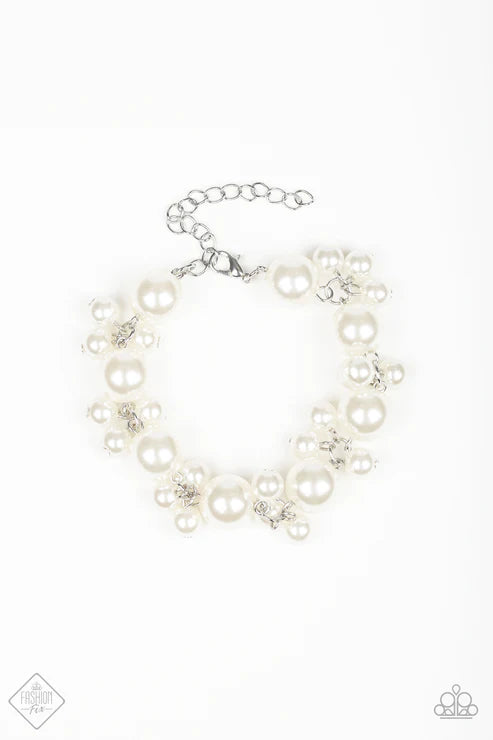 Broadway Ballroom - White Paparazzi Bracelet (PZ-5282)