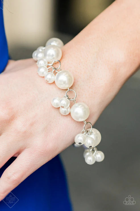 Broadway Ballroom - White Paparazzi Bracelet (PZ-5282)