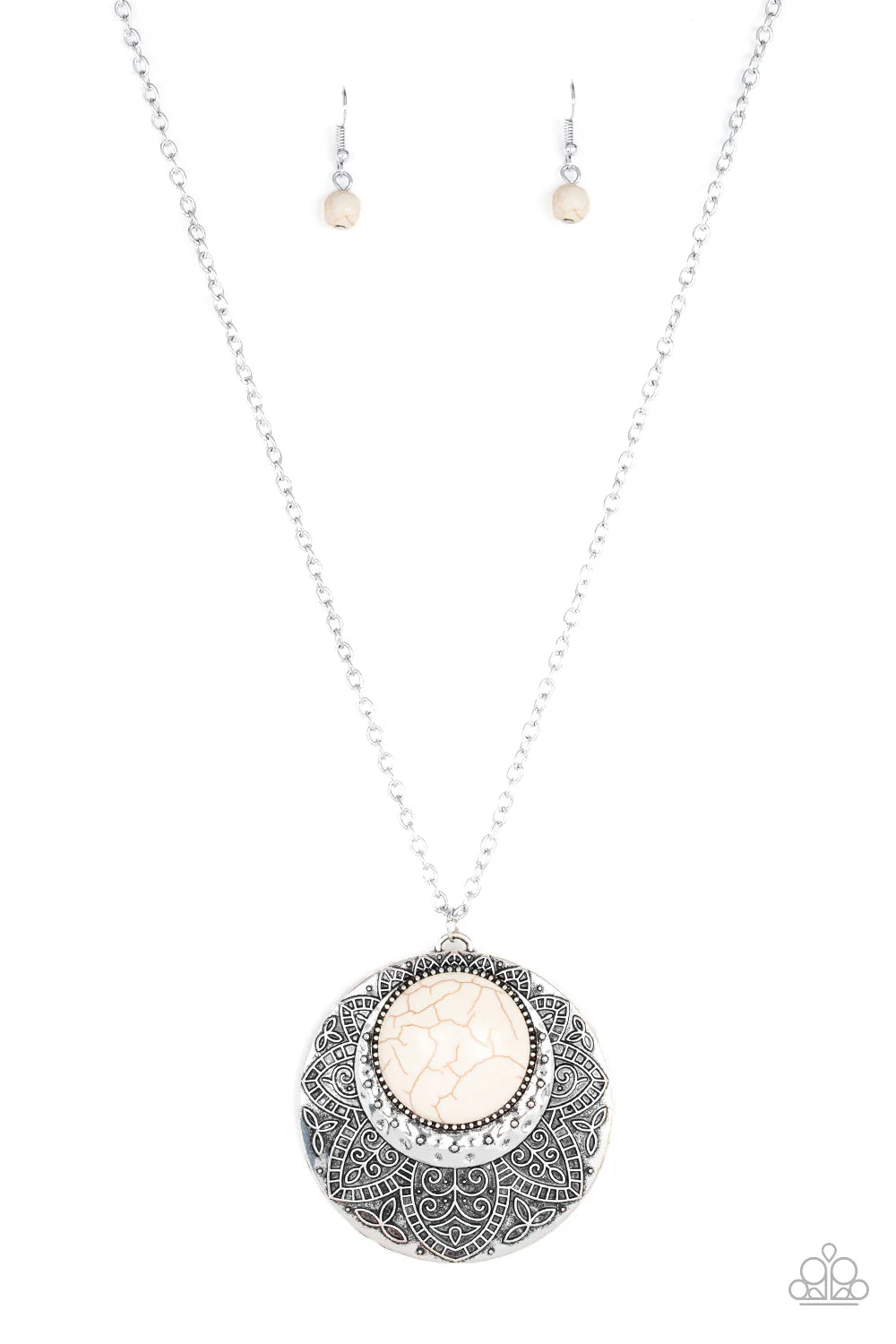 Medallion Meadow - White Paparazzi Necklace (PZ-3980)