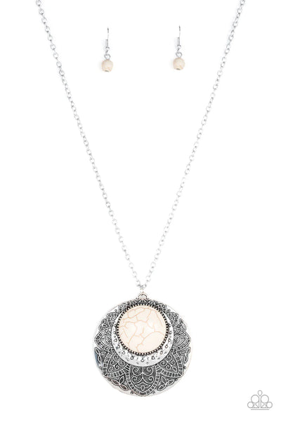 Medallion Meadow - White Paparazzi Necklace (PZ-3980)