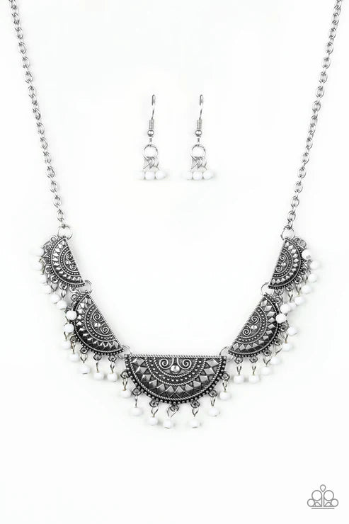 Boho Baby - White Paparazzi Necklace (Z-3397)