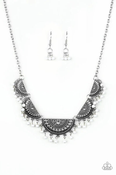 Boho Baby - White Paparazzi Necklace (Z-3397)