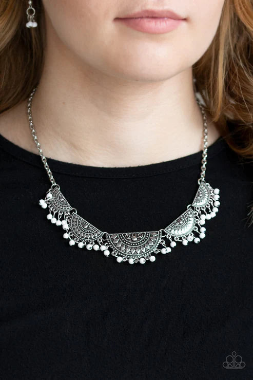 Boho Baby - White Paparazzi Necklace (PZ-3800)
