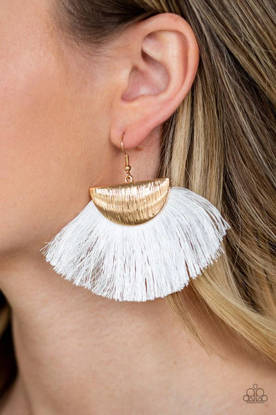 Fox Trap - White Earrings - Paparazzi Accessories (PZ-5016)