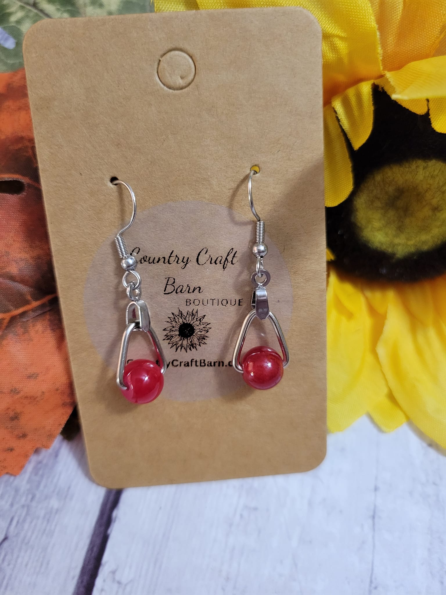 Dainty Drop - Red Country Craft Barn Earrings (#144)