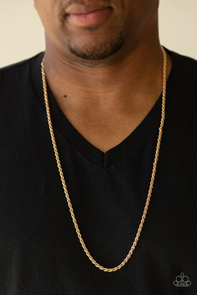 The Go-To Guy - Gold Paparazzi Mens Necklace (PZ_2836)