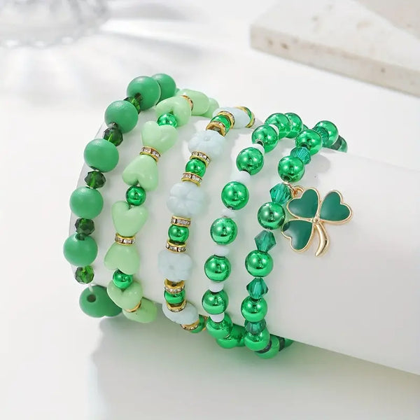 Irish Fest Stretch  Country Craft Barn Bracelet Stack - Green (#336)