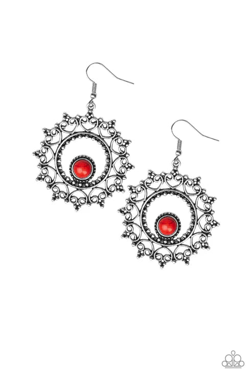 Wreathed In Whimsicality - Red Paparazzi Earrings (PZ-3733)