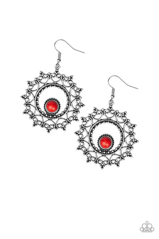 Wreathed In Whimsicality - Red Paparazzi Earrings (PZ-3733)