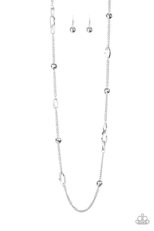 Duchess Dazzle - Silver Paparazzi Necklace (PZ-5712)