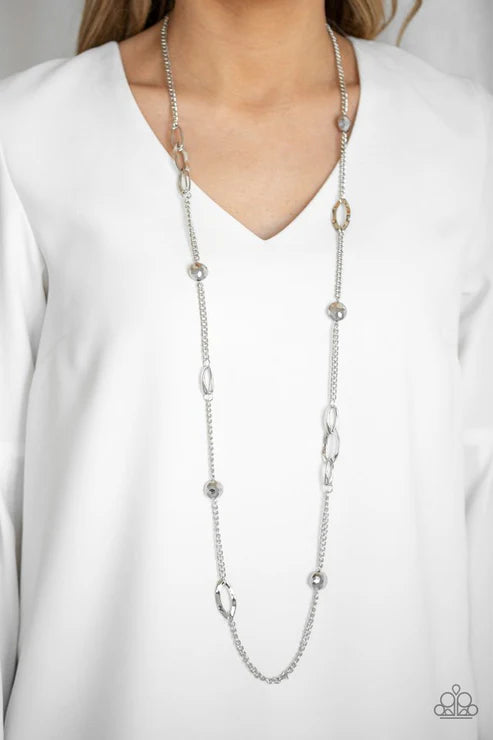 Duchess Dazzle - Silver Paparazzi Necklace (PZ-5712)