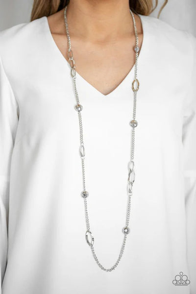 Duchess Dazzle - Silver Paparazzi Necklace (PZ-5712)
