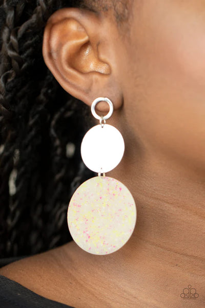 Beach Day Glow - Yellow Paparazzi Post Earrings (PZ-1061)