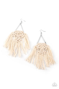 Modern Day Macrame - White Earrings - Paparazzi Accessories (PZ-3448)