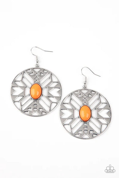 Southwest Walkabout - Orange Paparazzi Earrings (PZ-2949)