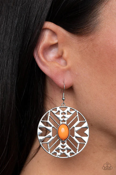 Southwest Walkabout - Orange Paparazzi Earrings (PZ-2949)