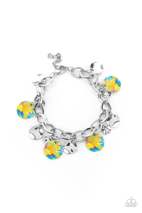 Teasingly Tie Dye - Yellow Paparazzi Bracelet (PZ-5288)