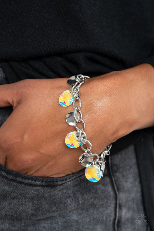 Teasingly Tie Dye - Yellow Paparazzi Bracelet (PZ-5288)