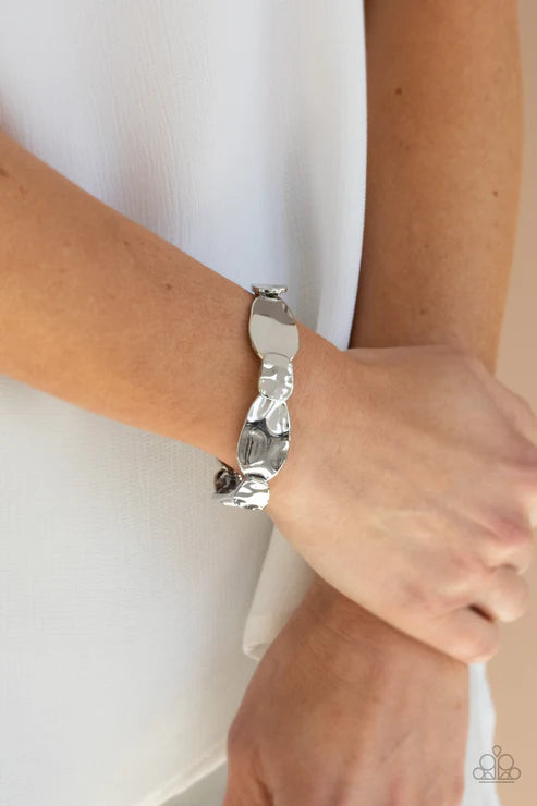 Absolutely Applique - Silver Paparazzi Bracelet (PZ-3767)