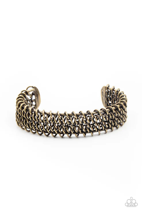 Gridlock - Brass Paparazzi Men's Bracelet (PZ-596)