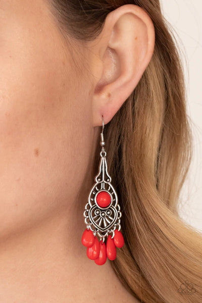 Fruity Tropics - Red Paparazzi Earrings (PZ-1976)