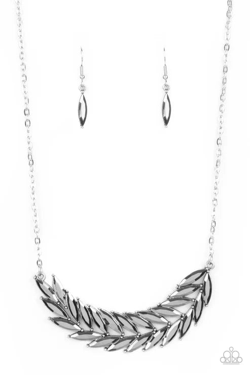 Flight of FANCINESS - Silver Paparazzi Necklace (PZ-2657)