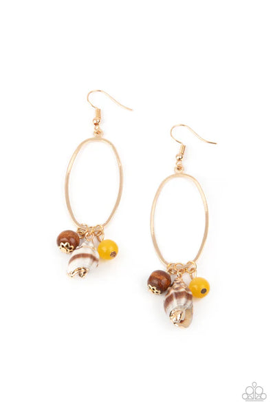 Golden Grotto - Yellow Paparazzi Earrings (PZ-2880)