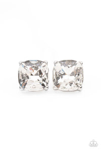 Royalty High - White Post Earrings - Paparazzi Accessories (PZ-3449)