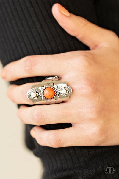 Badlands Garden - Orange Paparazzi Ring (T25)