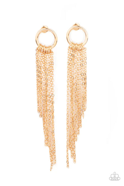 Divinely Dipping - Gold Paparazzi Earrings (PZ-3682)