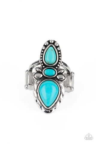 In a BADLANDS Mood - Blue Paparazzi Ring (T89)