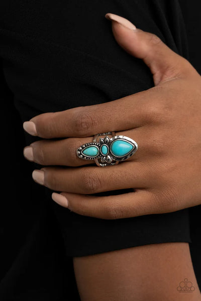 In a BADLANDS Mood - Blue Paparazzi Ring (T89)