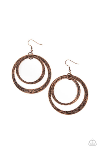 Rounded Out Copper Paparazzi Earrings (PZ-5438)