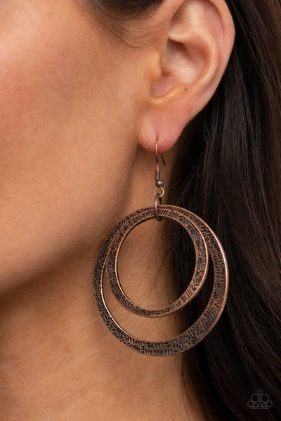 Rounded Out Copper Paparazzi Earrings (PZ-5438)