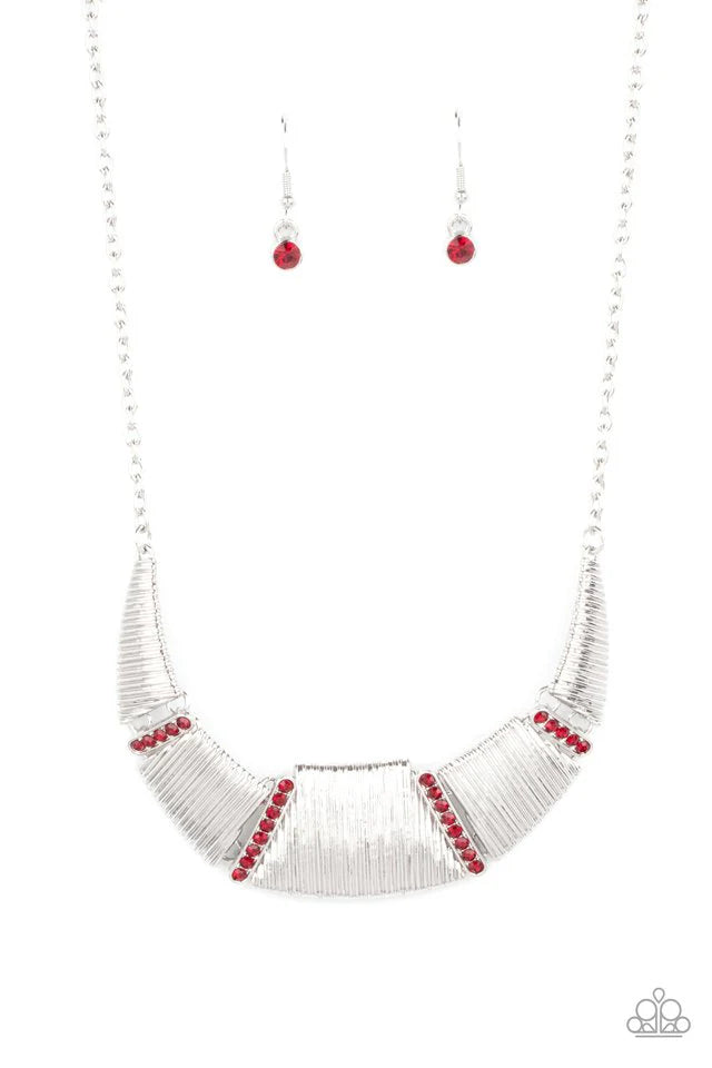 Going Through Phases - Red Necklace - Paparazzi Accessories (PZ-2513)