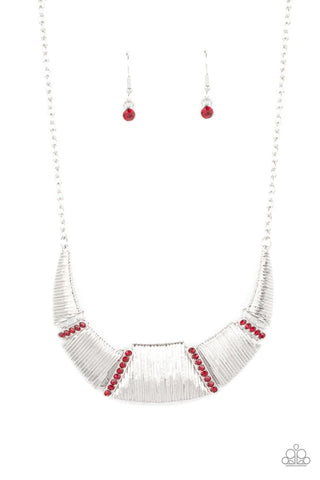 Going Through Phases - Red Necklace - Paparazzi Accessories (PZ-1239)