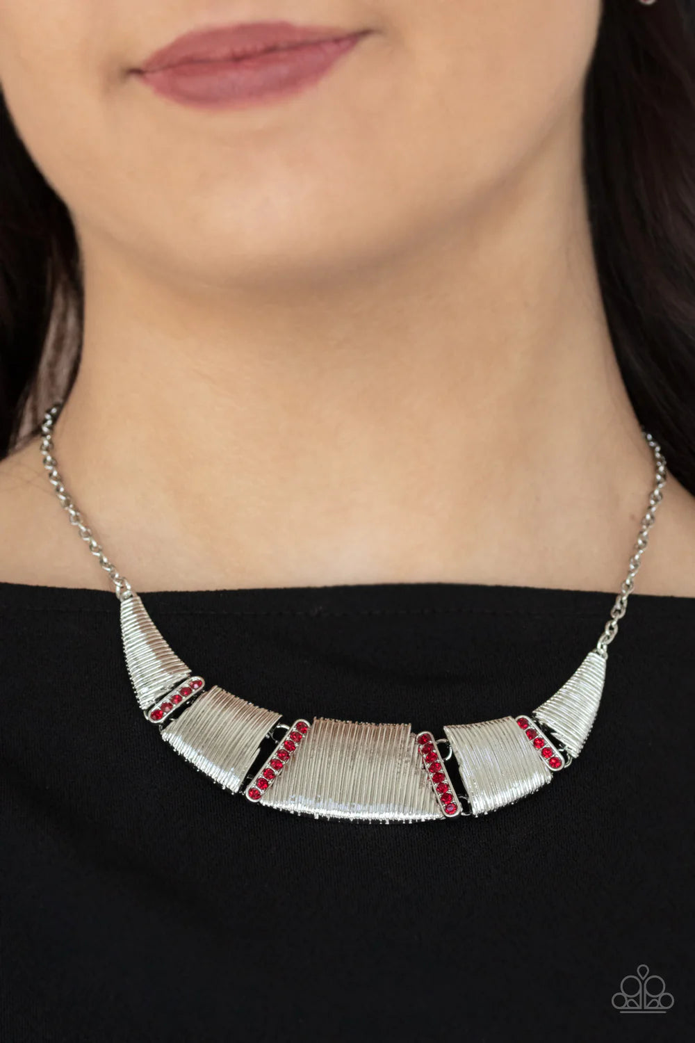 Going Through Phases - Red Necklace - Paparazzi Accessories (PZ-2513)