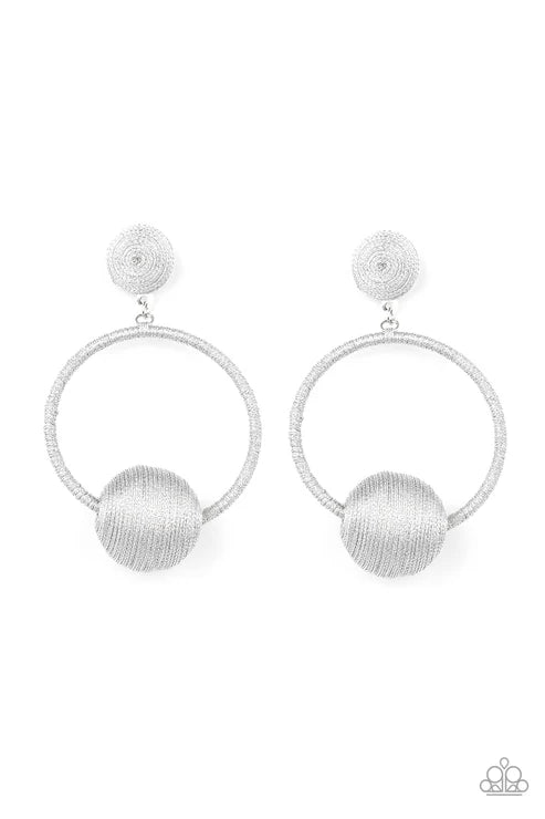 Social Sphere - Silver Paparazzi Post Earrings (PZ-4791)