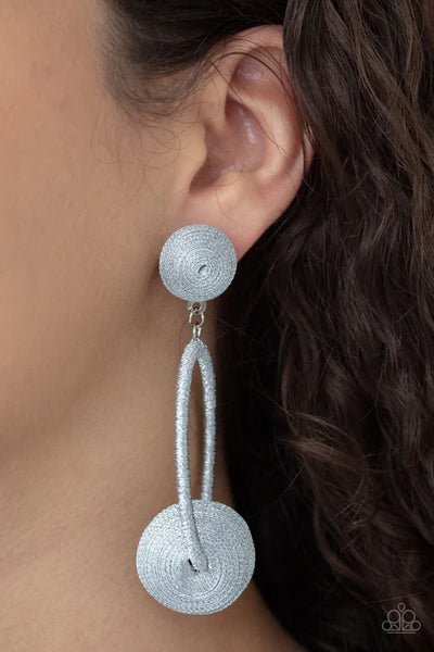 Social Sphere - Silver Paparazzi Post Earrings (PZ-4791)