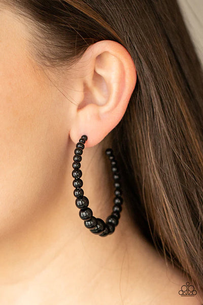 Glamour Graduate - Black Paparazzi  Earrings (PZ-5388)