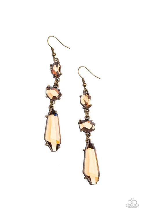 Sophisticated Smolder - Brass  Paparazzi Earrings (PZ-5267)