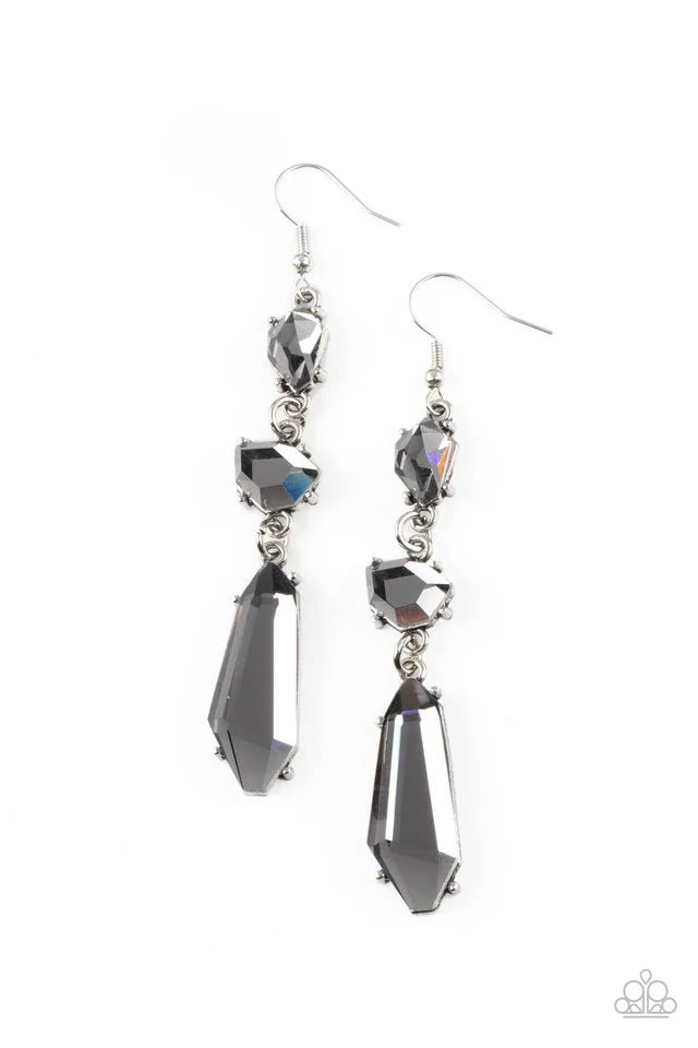 Sophisticated Smolder - Silver Paparazzi Earring (PZ-5522)