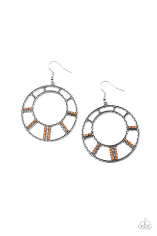 Fleek Fortress - Orange Paparazzi Earrings (PZ-2522)